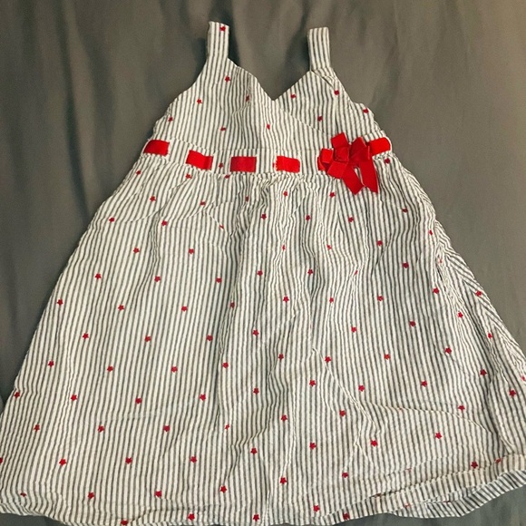 Janie and Jack Striped Kids Dress with Red Accents - Picture 1 of 5